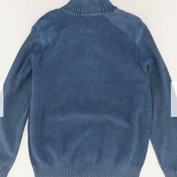 F/X Fusion XL Blue 1/4 Buttons Knit Lng Slve 100% Cotton Men's Pullover Sweater. - Picture 4 of 10